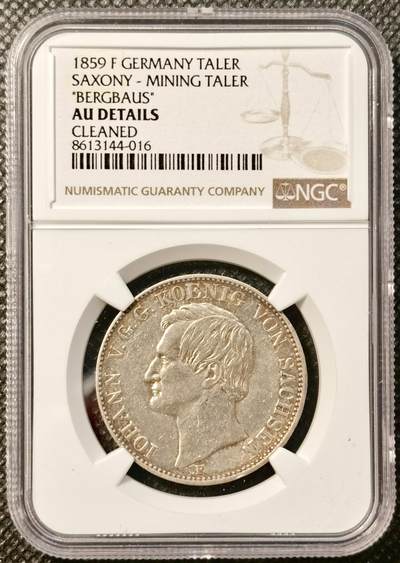 甄臻铺-世界币章拍卖（第38期）立冬小精品场，送拍享返佣金等优惠多多 - NGC-AUD 德国1859年萨克森矿业流通1泰勒 矿工人物刻画细致完整
