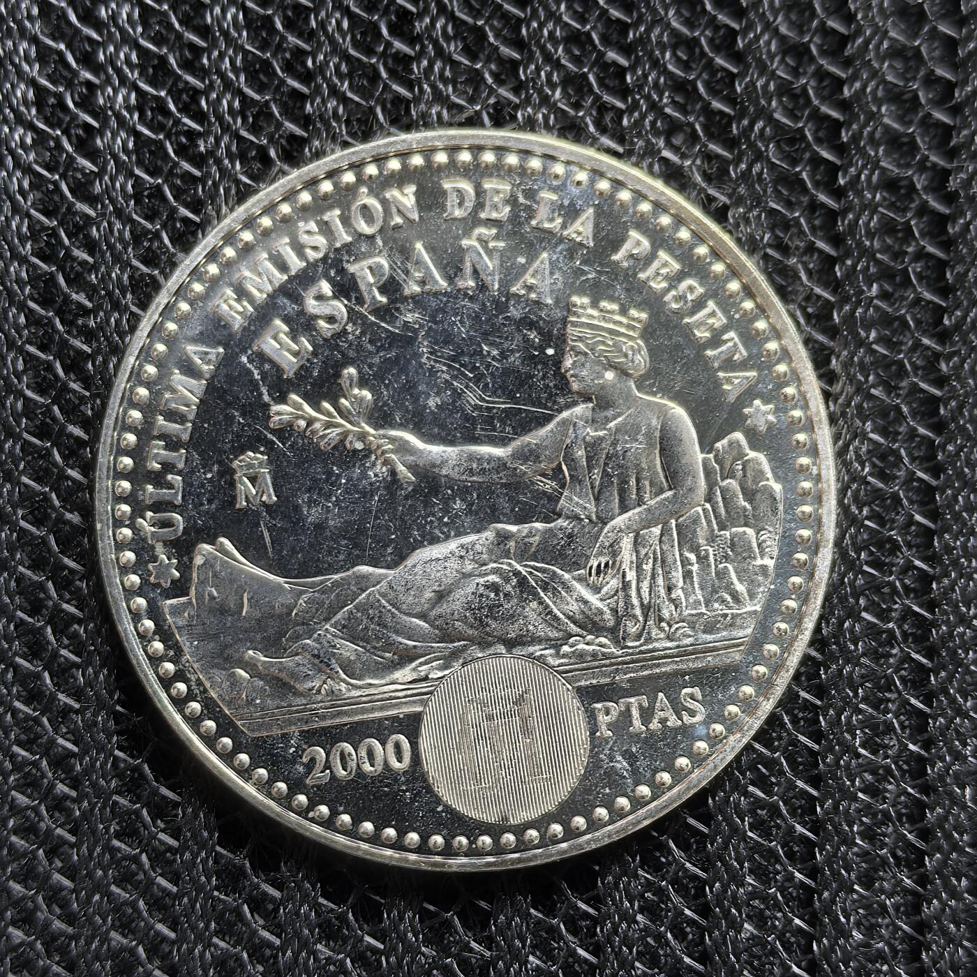 道一币馆币章第一百五十四场 西班牙2001年最后的比塞塔2000比塞塔纪念银币 18g 925S