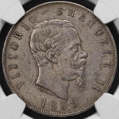 修遠堂世界钱币第九十二期 - NGC AUD 1869年意大利5里拉大银币 原味包浆