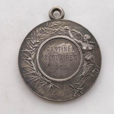 道一币馆币章第一百五十五场 - 法国1904年巴黎大学学校食堂银章 手指银标