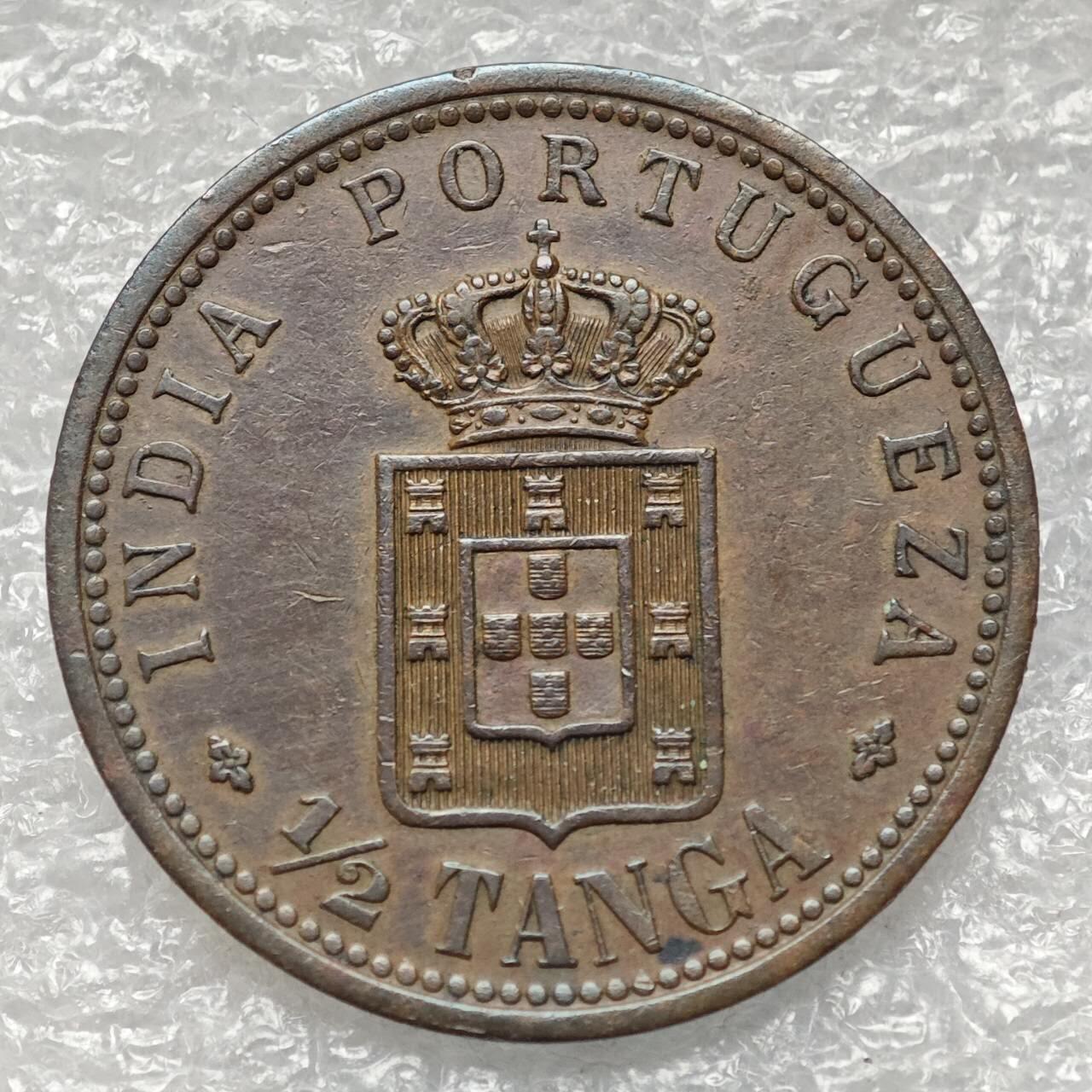 【淘币小摊】限时拍第七百九十五拍  葡属印度爪哇波兰阿根廷专场  满百包邮可预留两周  周一统一发货  葡属印度1901年1/2唐加铜币 km16