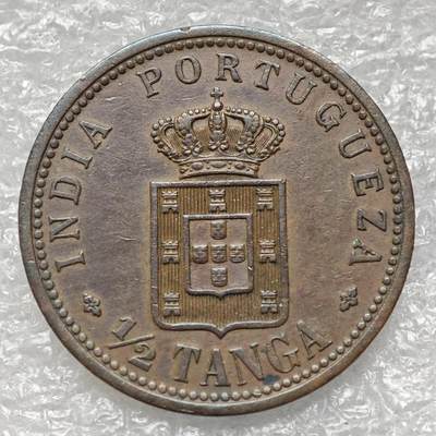 【淘币小摊】限时拍第七百九十五拍  葡属印度爪哇波兰阿根廷专场  满百包邮可预留两周  周一统一发货  - 葡属印度1901年1/2唐加铜币 km16