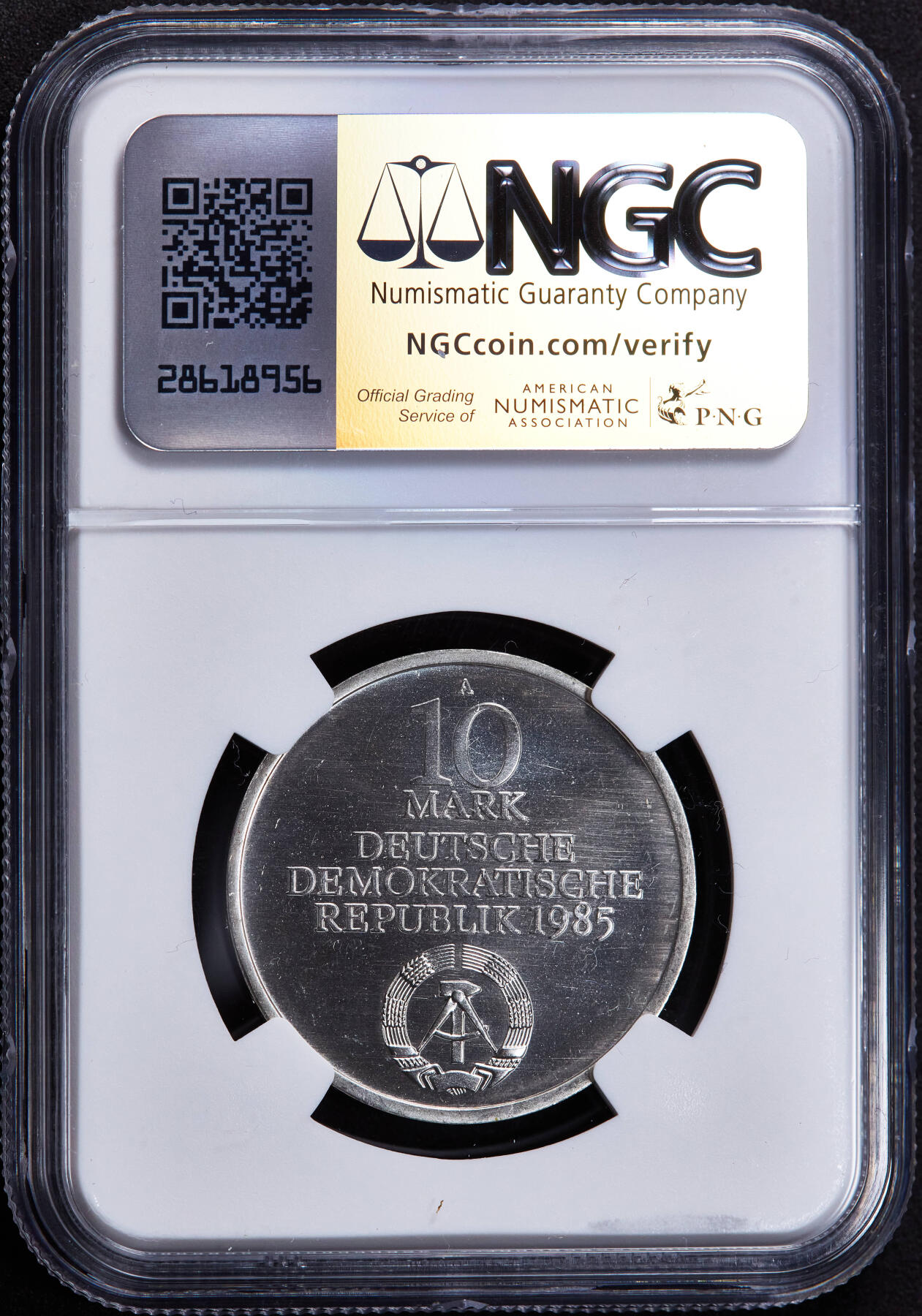 【俄甄集藏】2025年(044)11-12星期三晚 19:30 全场包邮 民主德国（东德）1985年A版纪念柏林洪堡大学成立175周年10马克银币，NGC MS68，唯一亚军，重17克，50%银，发行量51000枚，少见品种