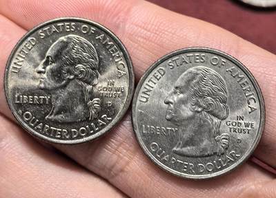 南宋泉阁俄币 外币 国币 专场第十八期 【送拍无额外佣金】 - 美国 马里兰州与俄亥俄州25美分州币一对两枚 好品