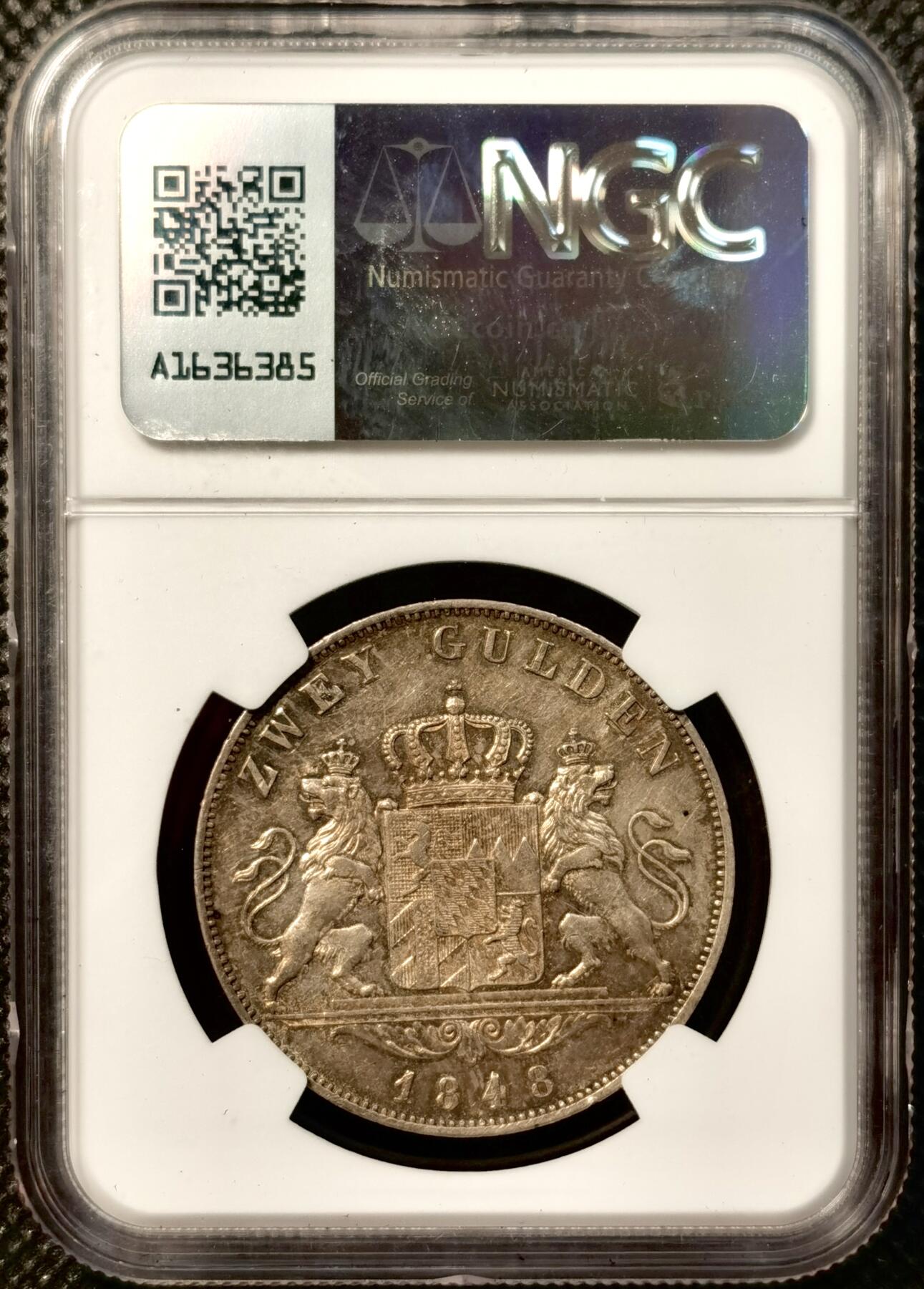 甄臻铺-世界币章拍卖（第38期）立冬小精品场，送拍享返佣金等优惠多多 NGC-UNCD 1848年德国巴伐利亚路德维希一世流通2盾 1848年欧洲大革命中路一被迫退位 这最后末年流通泰勒见证着风流艺术国王最后的容光