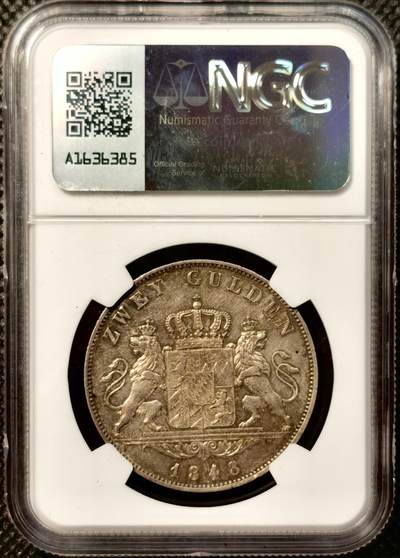 甄臻铺-世界币章拍卖（第38期）立冬小精品场，送拍享返佣金等优惠多多 NGC-UNCD 1848年德国巴伐利亚路德维希一世流通2盾 1848年欧洲大革命中路一被迫退位 这最后末年流通泰勒见证着风流艺术国王最后的容光