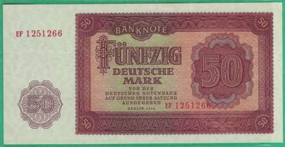 德国(东德 民主德国)1955年50马克 P-20a 无47 双尾66 实物图 UNC - 德国(东德 民主德国)1955年50马克 P-20a 无47 双尾66 实物图 UNC