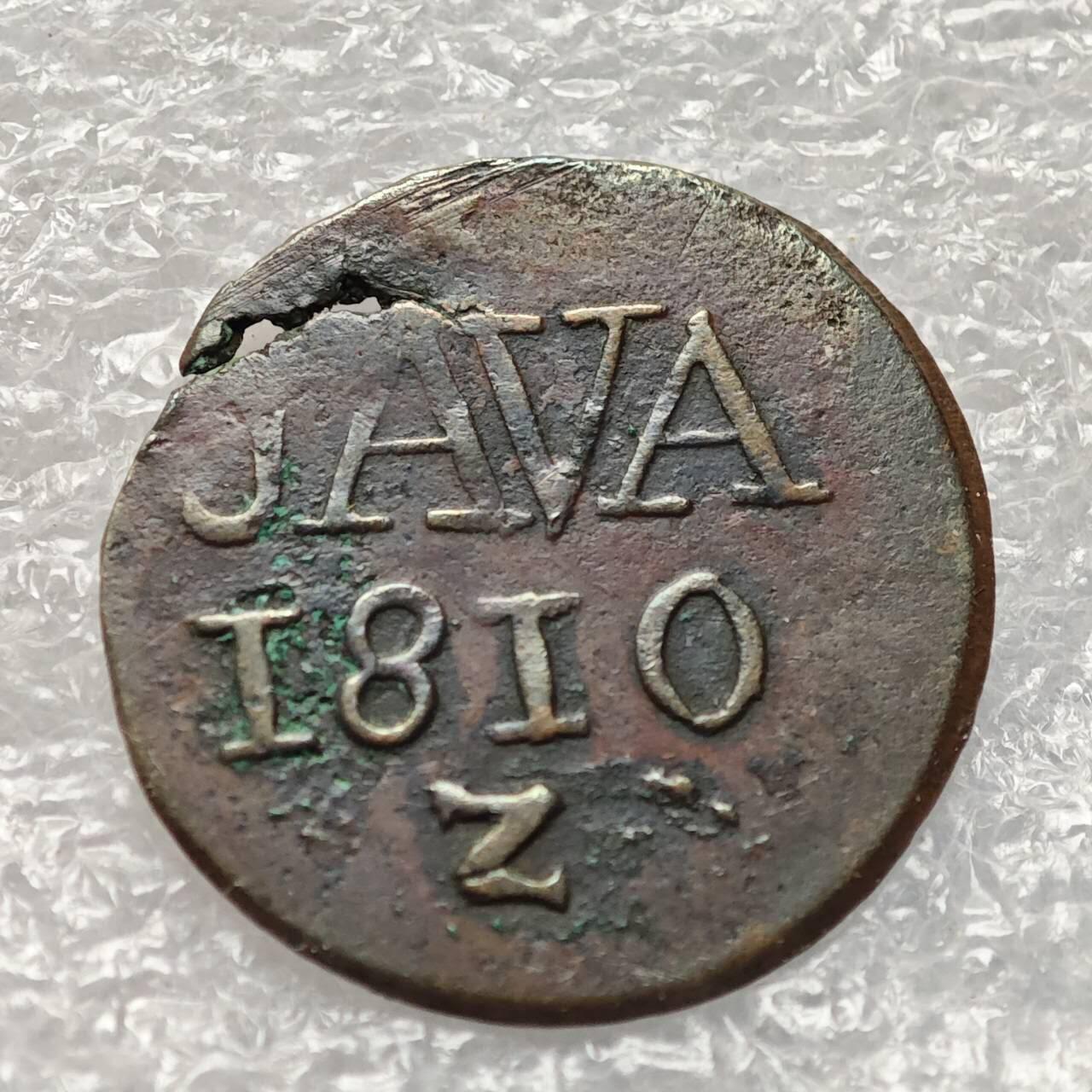 【淘币小摊】限时拍第七百九十五拍  葡属印度爪哇波兰阿根廷专场  满百包邮可预留两周  周一统一发货  荷属爪哇岛1810年1杜伊特铜币 km225