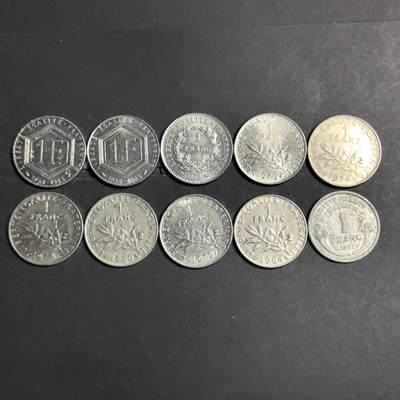 各国硬币第6期 无佣金 - 法国1法郎10个