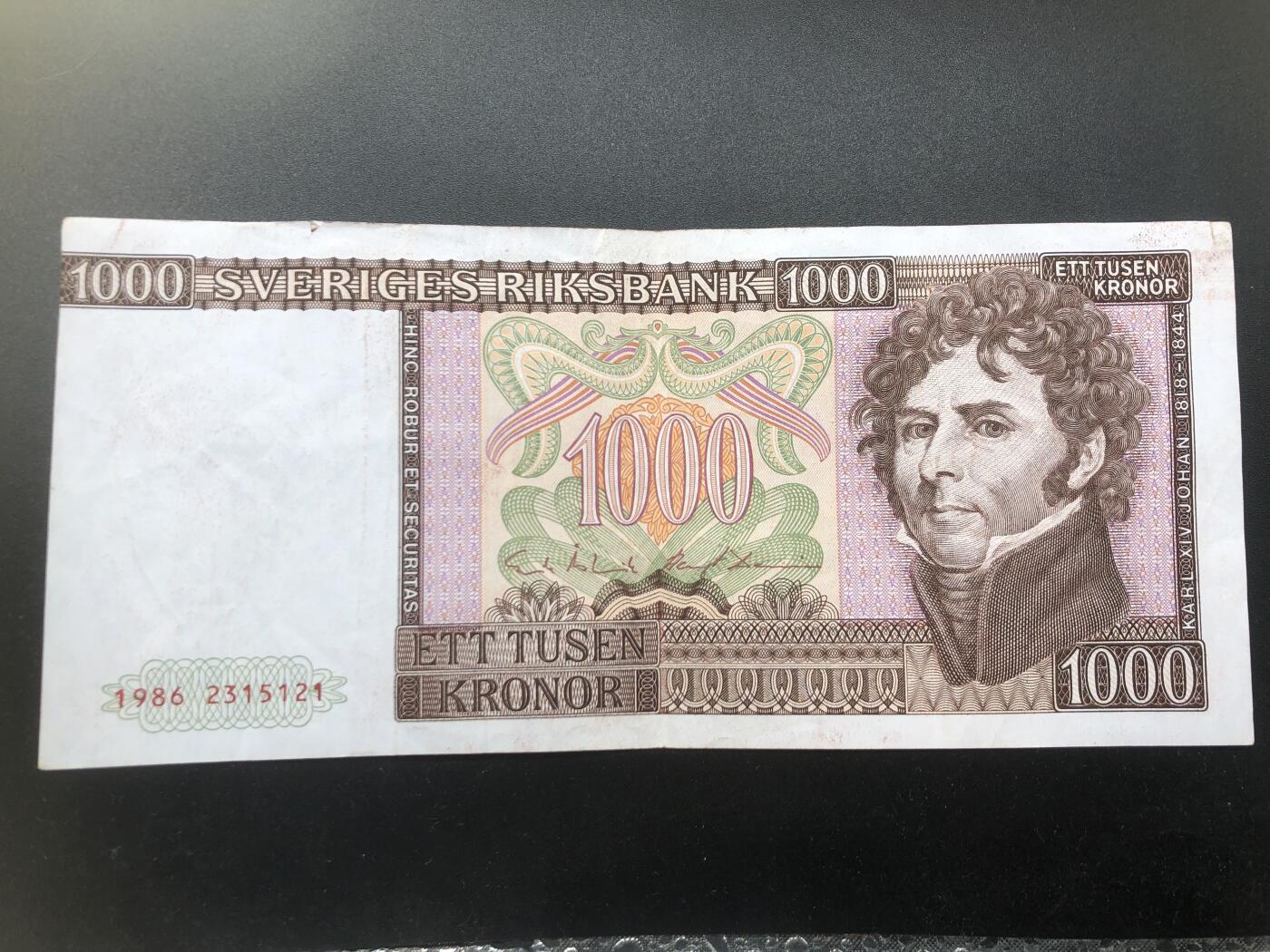 67 EPQ 1979年 新加坡鸟版20元，各版本稀有瑞典1000克朗，持续更新ing 瑞典 1986年 1000瑞典克朗 XF流通品
