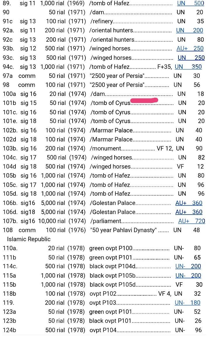 伊朗1974年20里亚尔全小序列号靓品纸币2枚一对