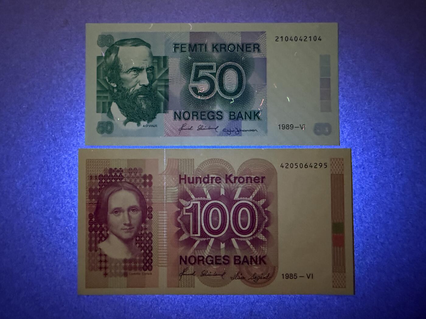 《艾美收藏》第219期-11.9周日外币畅拍场 挪威50、100克朗2张 UNC 80年代版本 原票绝品