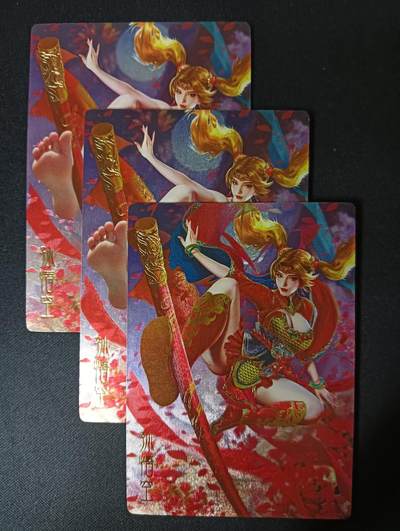 花开卡拍第46期（11月9号周日截拍，品控勿拍!!!拍品不寄存，运费5元，自制卡难免瑕疵，可能存在轻微撞角爆边等出厂瑕疵，品控介意勿拍！） - 卡颜月色 孙悟空 1套3张，第3张艺术卡 粗闪