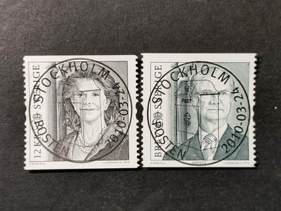 嘉禾收藏    【第372期】            无佣金、可寄存、满30元包邮 - 瑞典邮票，2010年卡尔十六世·古斯塔夫国王与西尔维娅王后雕刻版2全