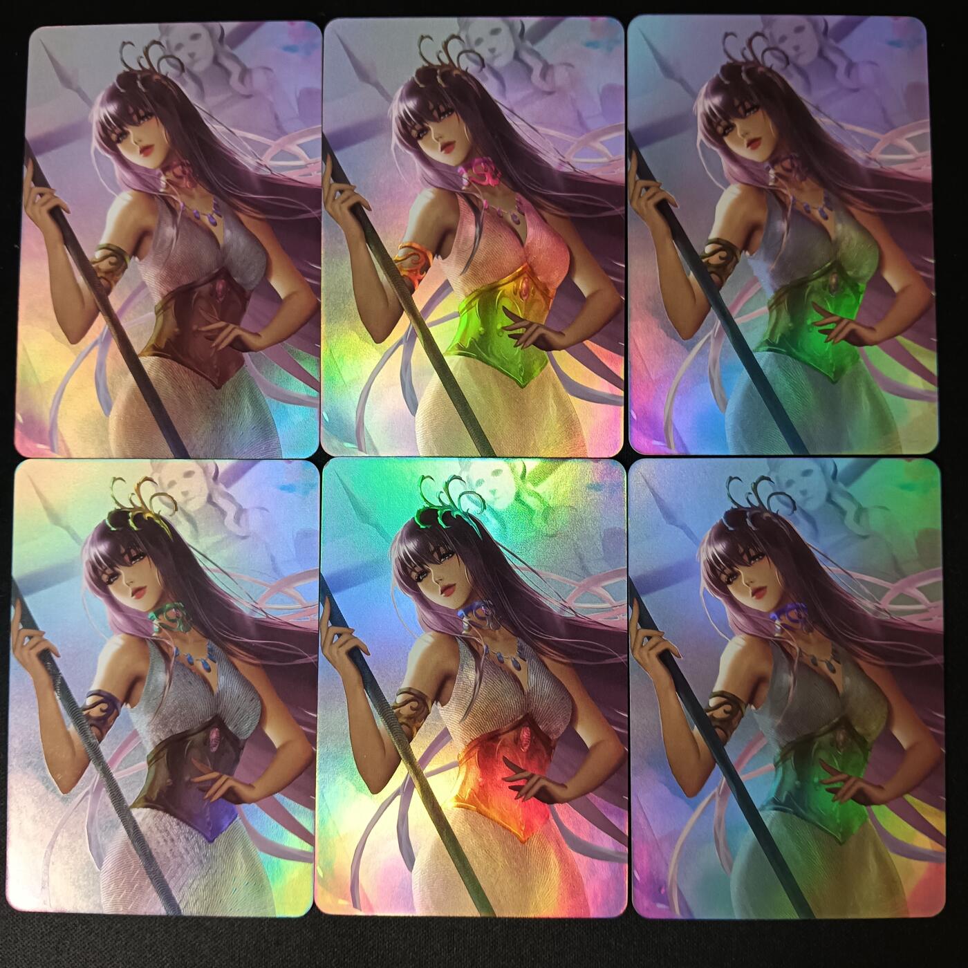 花开卡拍第46期（11月9号周日截拍，品控勿拍!!!拍品不寄存，运费5元，自制卡难免瑕疵，可能存在轻微撞角爆边等出厂瑕疵，品控介意勿拍！） 圣斗士雅典娜折光彩闪六宫
