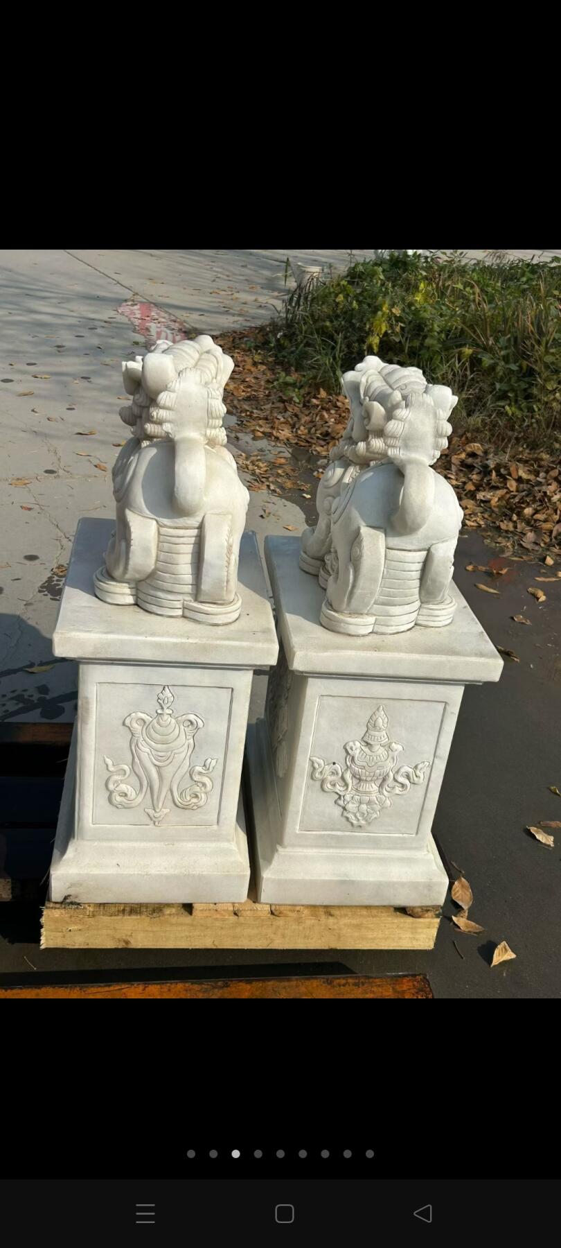 汉白玉石抱鼓门蹲，尺寸如图，全品