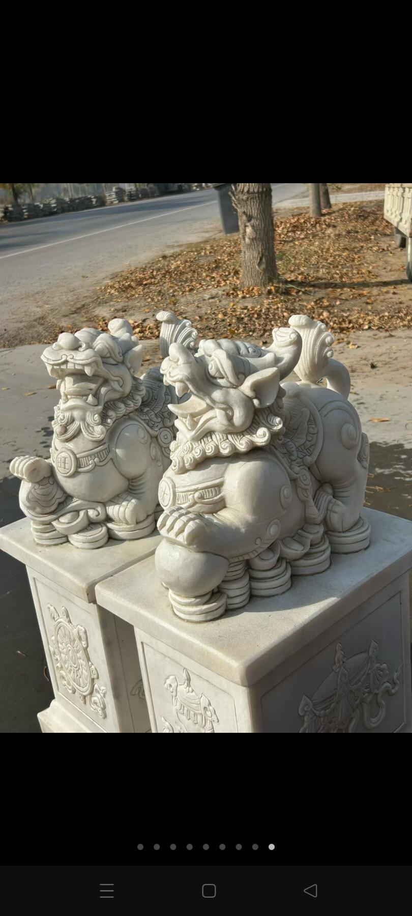 汉白玉石抱鼓门蹲，尺寸如图，全品