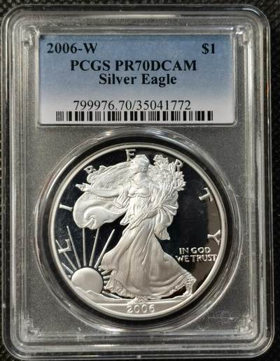 甄臻铺-世界币章拍卖（第38期）立冬小精品场，送拍享返佣金等优惠多多 - PCGS-PR70DCAM 美国2006年W厂行走女神一元，满分无瑕