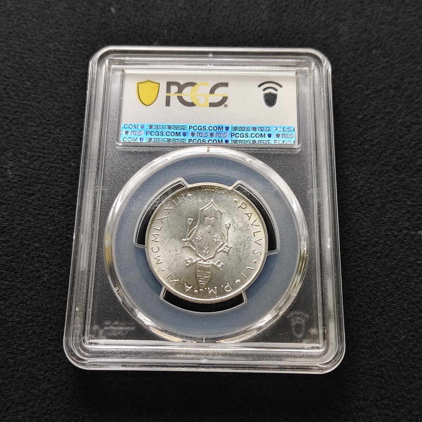 【全场包邮】纯粹捡漏拍477场（免费代拍第14场）调整中 梵蒂冈1973年500里拉银币-PCGS MS64