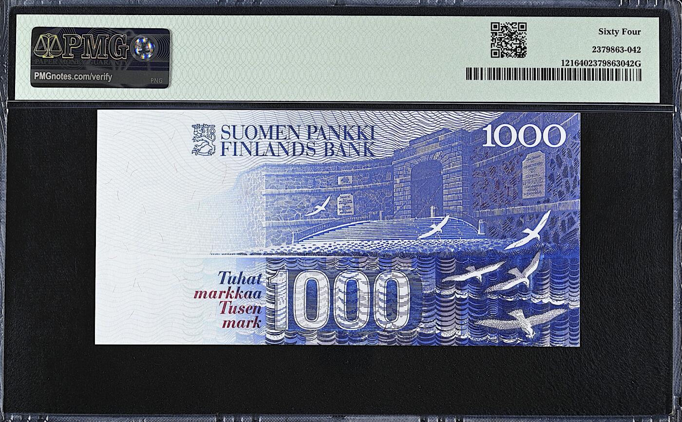 《艾美收藏》第219期-11.9周日外币畅拍场 芬兰1000马克 PMG64 末版 芬兰议员屈德纽斯  剪壳裸币收藏首选