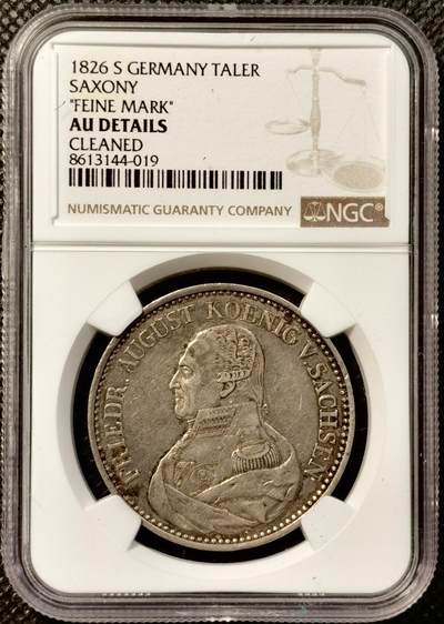 甄臻铺-世界币章拍卖（第38期）立冬小精品场，送拍享返佣金等优惠多多 - NGC-AUD 1826年德国萨克森纹章1泰勒，打制清晰