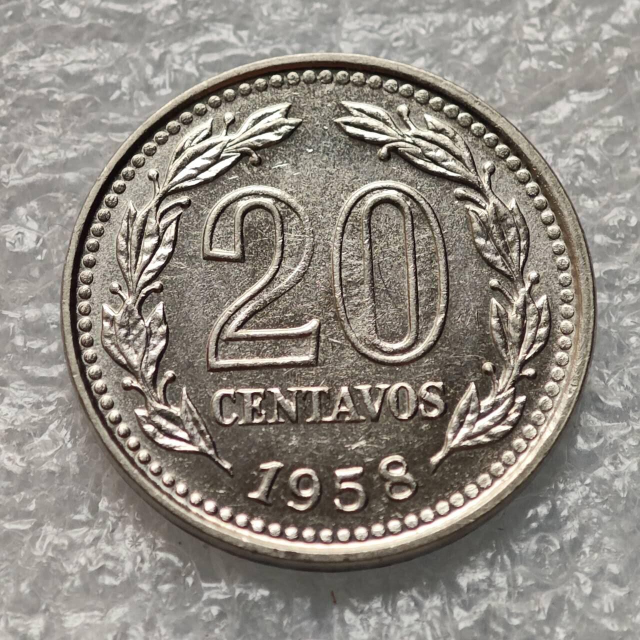 【淘币小摊】限时拍第七百九十五拍  葡属印度爪哇波兰阿根廷专场  满百包邮可预留两周  周一统一发货  阿根廷1958年20分镍币 km55