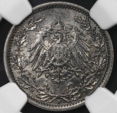修遠堂世界钱币第九十二期 - NGC MS64 1918年德国1/2马克银币 A厂铭