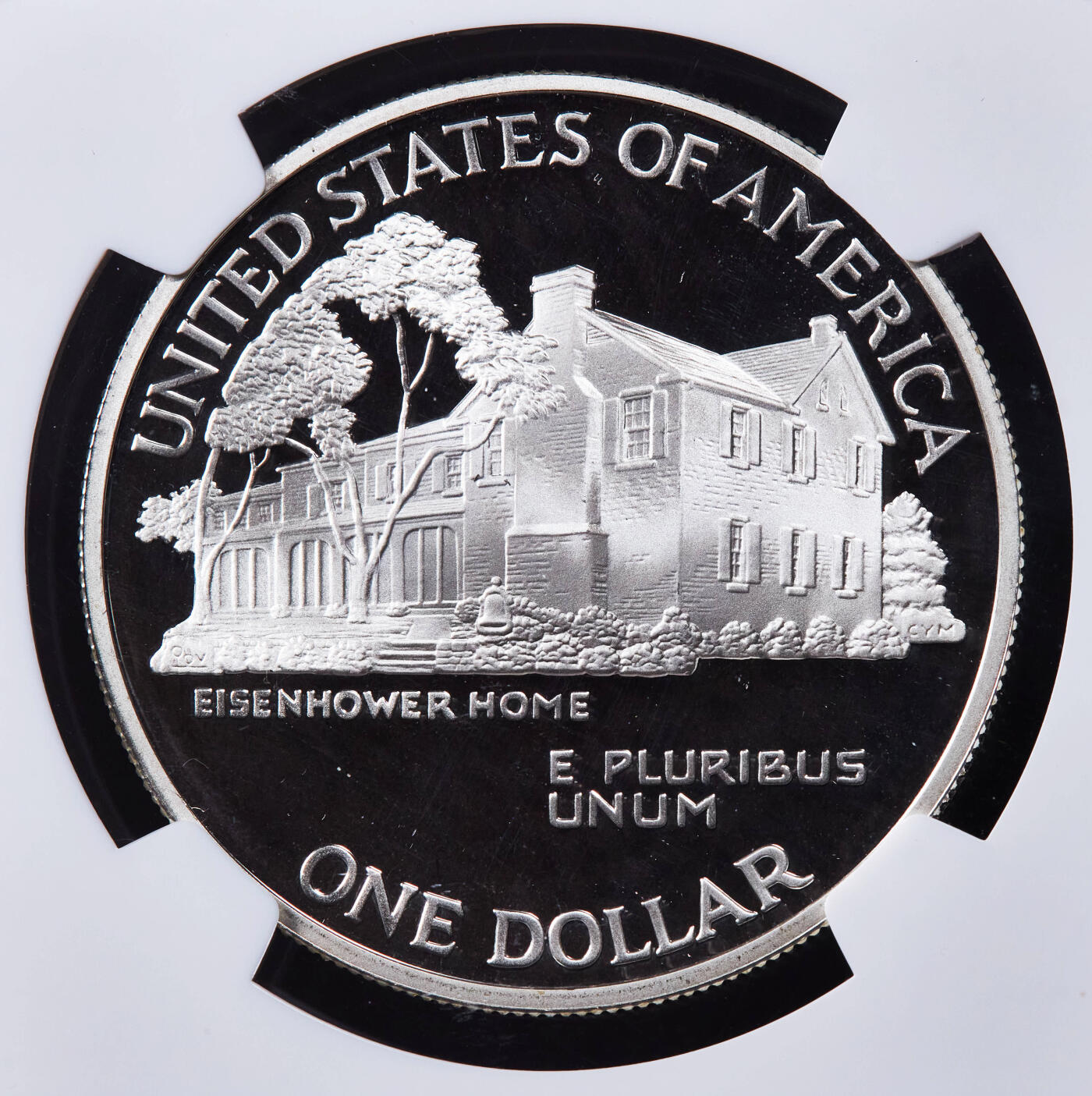 【俄甄集藏】2025年(044)11-12星期三晚 19:30 全场包邮 美国1990年纪念艾森豪威尔诞辰100周年1元精制大银币，NGC PF69UC，重26.73克，90%银，发行量1144461枚，费城造币厂铸造