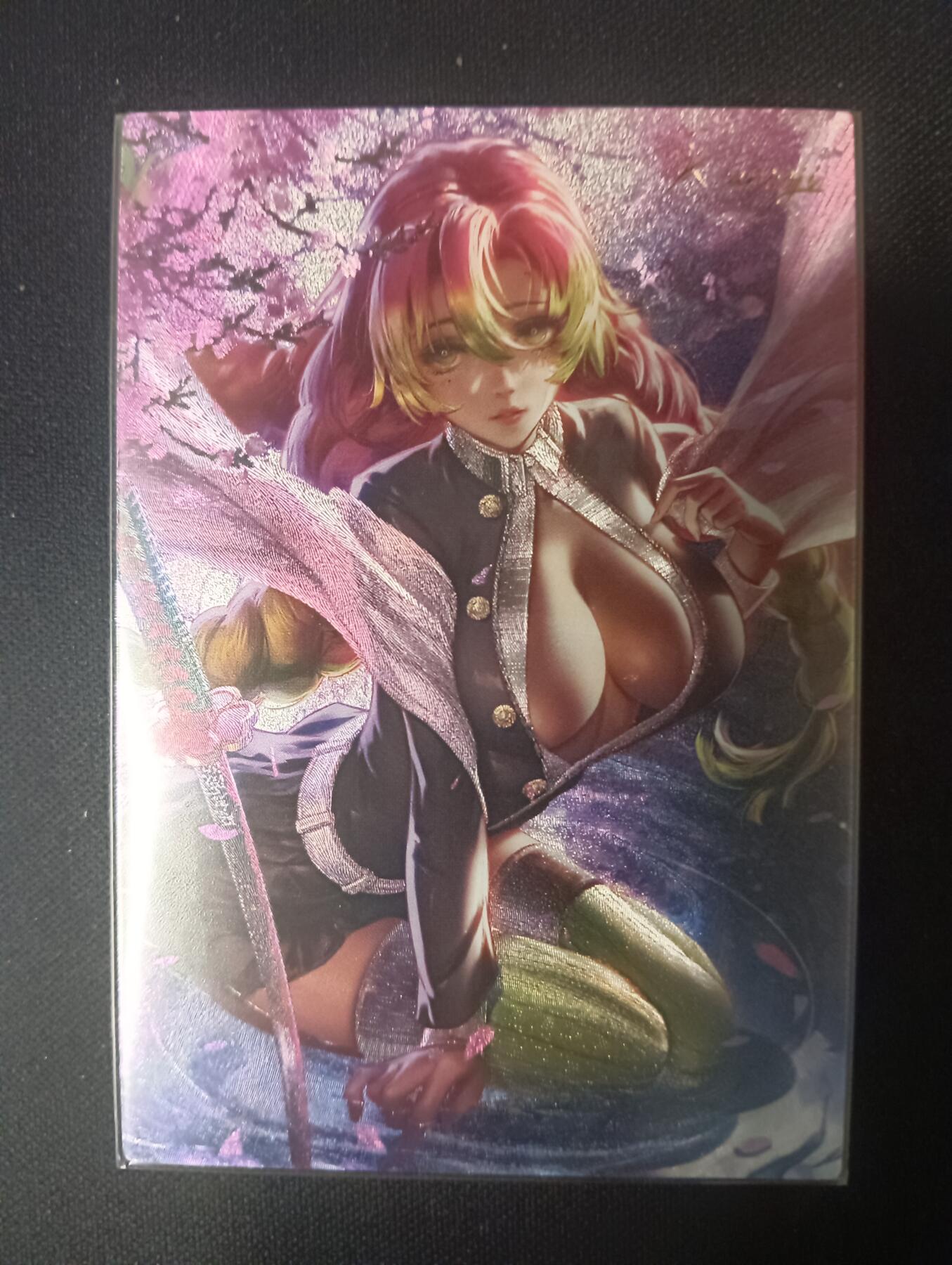 花开卡拍第46期（11月9号周日截拍，品控勿拍!!!拍品不寄存，运费5元，自制卡难免瑕疵，可能存在轻微撞角爆边等出厂瑕疵，品控介意勿拍！） 藏无缺 赠卡 鬼灭之刃 甘露寺蜜璃 1张 粗闪