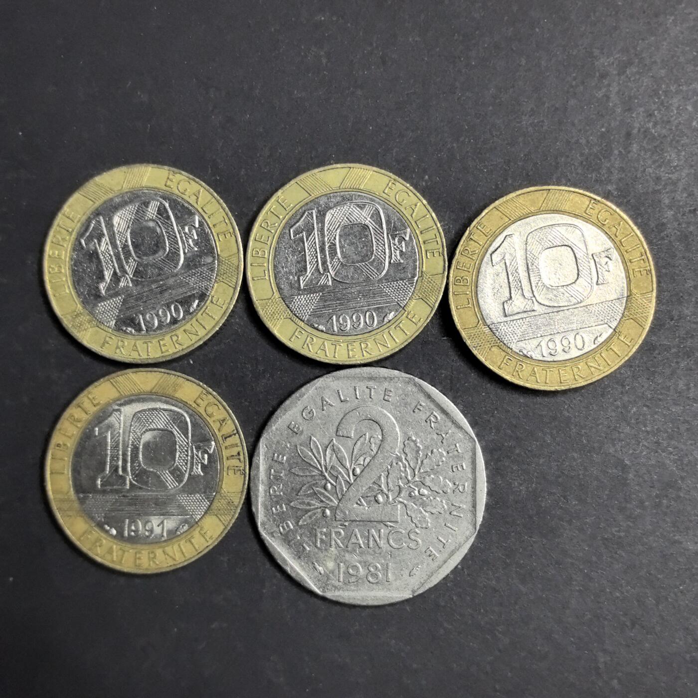 各国硬币第6期 无佣金 法国2  10法郎5个