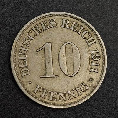 【淘币小摊】实时拍第七百九十一拍   散币纸币套币场   满百包邮可预留二周 每周一统一发货   - 德国1911年10芬妮镍币