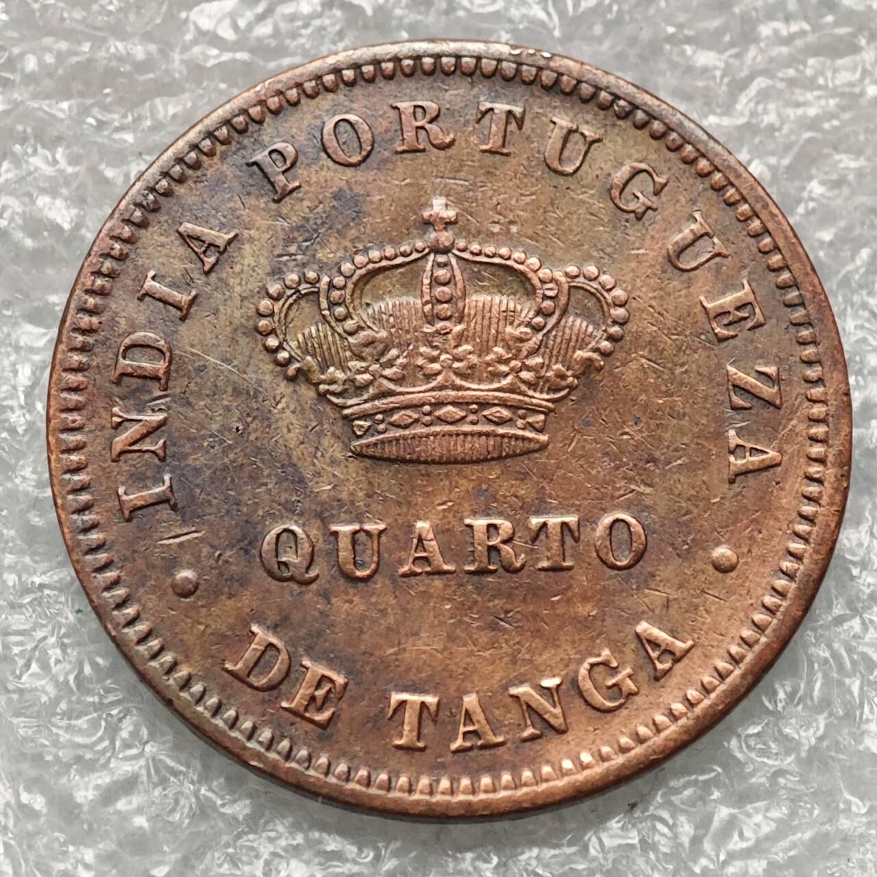 【淘币小摊】限时拍第七百九十五拍  葡属印度爪哇波兰阿根廷专场  满百包邮可预留两周  周一统一发货  葡属印度1886年1/4唐加铜币 km308