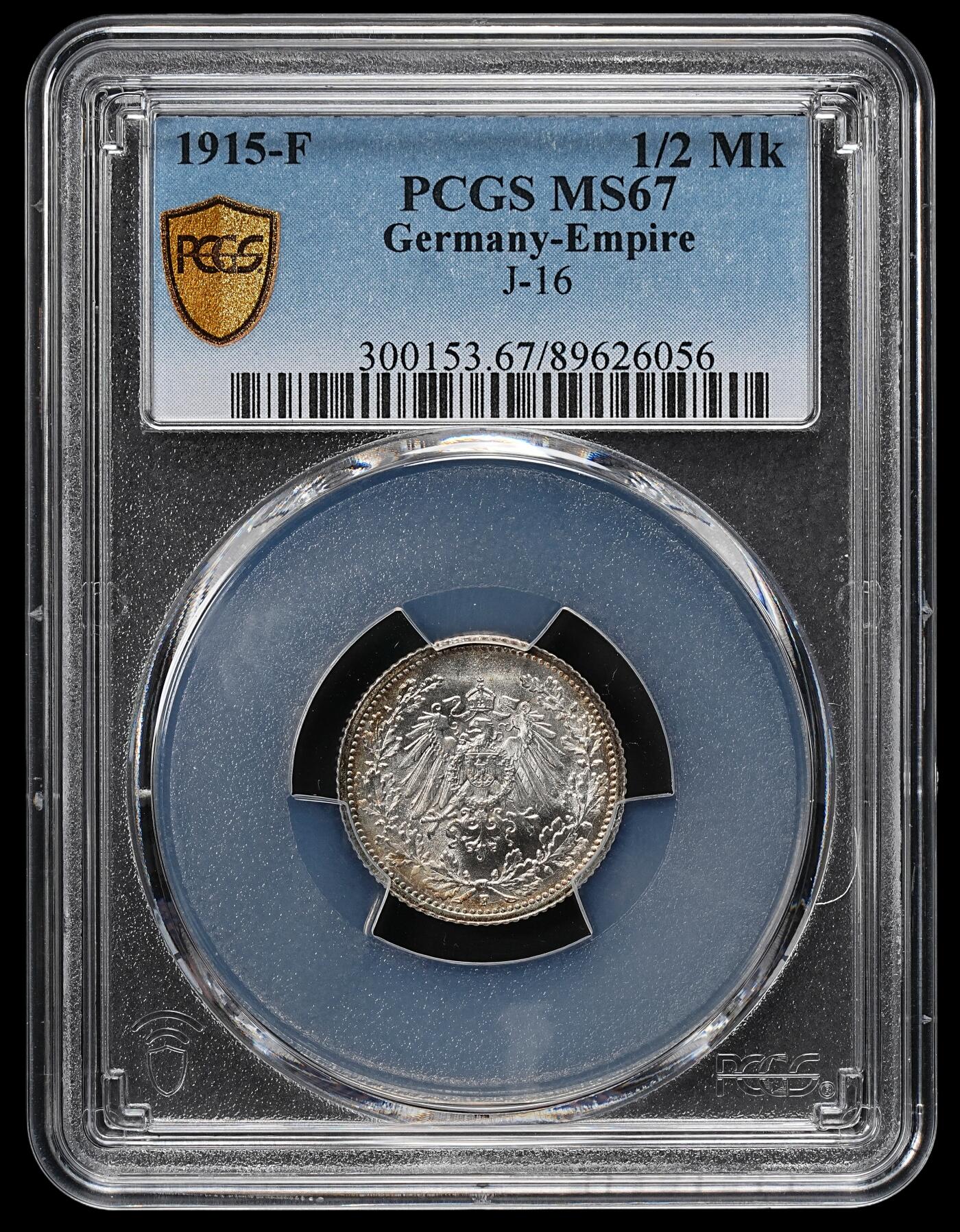 修遠堂世界钱币第九十二期 PCGS MS67 1915年德国1/2马克银币 F厂铭