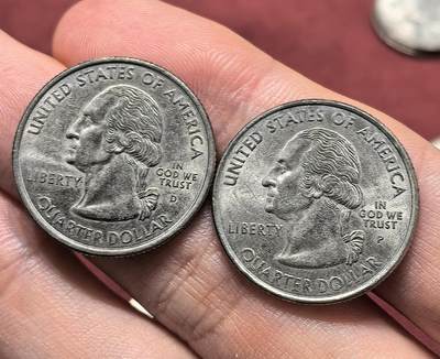 南宋泉阁俄币 外币 国币 专场第十八期 【送拍无额外佣金】 - 美国 马塞诸塞州与弗吉尼亚州25美分州币一对两枚 好品