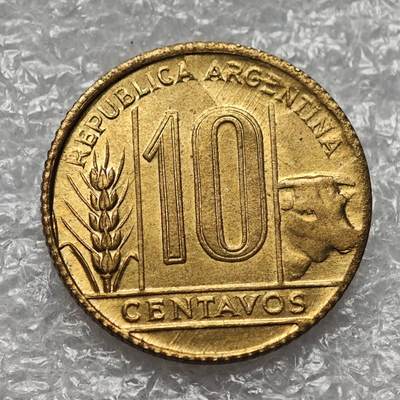 【淘币小摊】限时拍第七百九十五拍  葡属印度爪哇波兰阿根廷专场  满百包邮可预留两周  周一统一发货  - 阿根廷1949年10分铜币女神头像原光品 km41