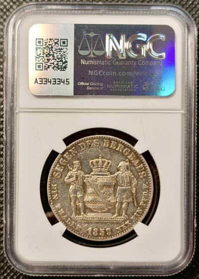 甄臻铺-世界币章拍卖（第38期）立冬小精品场，送拍享返佣金等优惠多多 NGC-AUD 德国1859年萨克森矿业流通1泰勒 矿工人物刻画细致完整