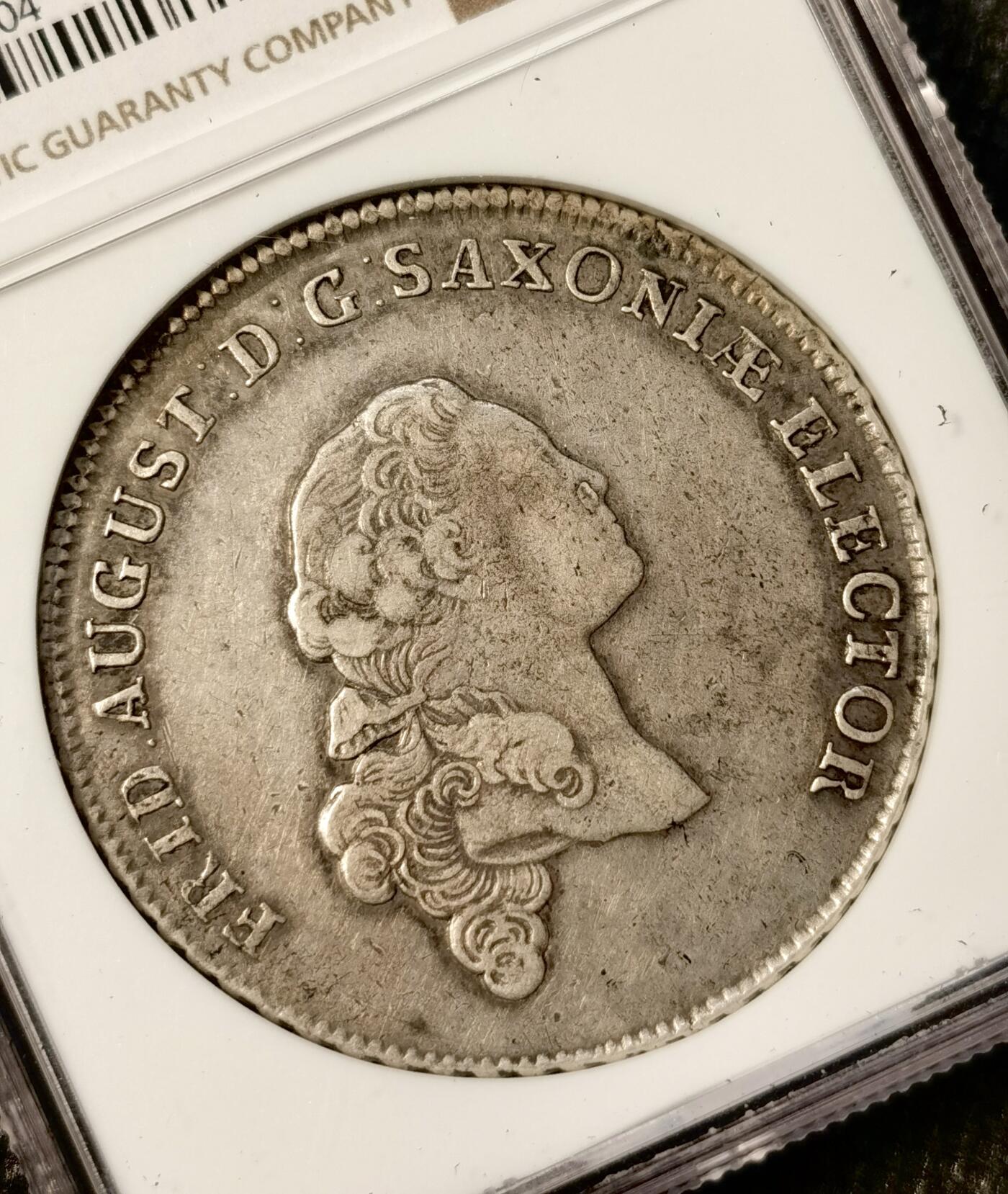 甄臻铺-世界币章拍卖（第38期）立冬小精品场，送拍享返佣金等优惠多多 NGC-VFD 1764年德国萨克森，奥古斯特三世，年轻头像皇冠大泰勒，少见好玩的品种