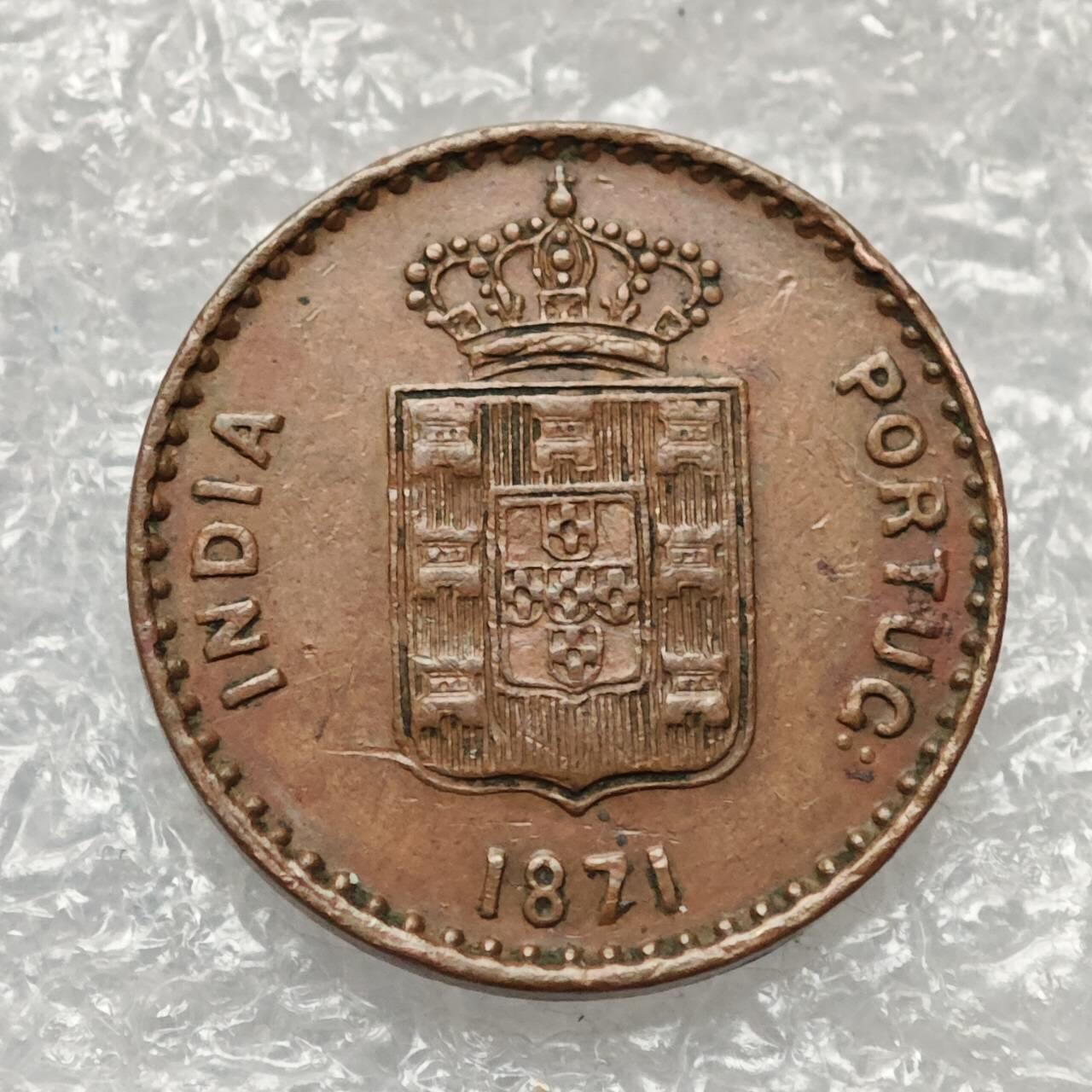 【淘币小摊】限时拍第七百九十五拍  葡属印度爪哇波兰阿根廷专场  满百包邮可预留两周  周一统一发货  葡属印度1871年3瑞斯铜币发行量5.1万枚 km302