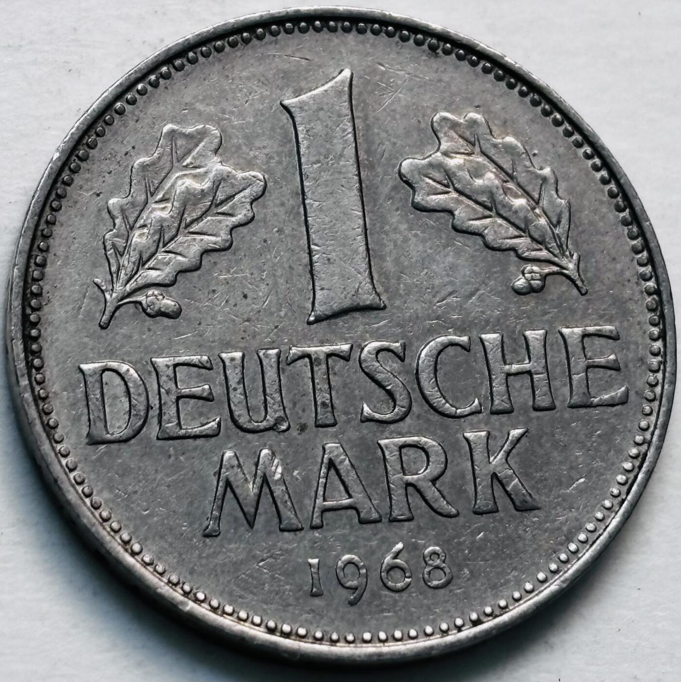 文馨钱币收藏第 279 场，银币，纪念铜章场 长期接收代拍品 1968 年德国 1 马克 G 版