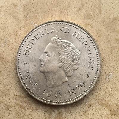 道一币馆币章第一百五十五场 - 荷兰1973年朱莉安娜女王登基25周年10盾银币 25g 720S