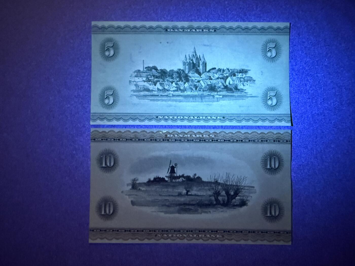 《艾美收藏》第219期-11.9周日外币畅拍场 丹麦5、10克朗2张 UNC “三裸女