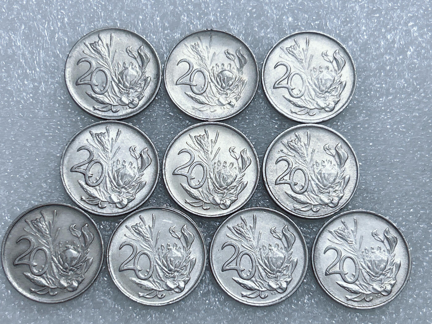 第一海外回流一元起拍收藏 散集专场  第263期 南非20分硬币10枚 三个版本 原光美品