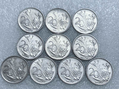 第一海外回流一元起拍收藏 散集专场  第263期 - 南非20分硬币10枚 三个版本 原光美品