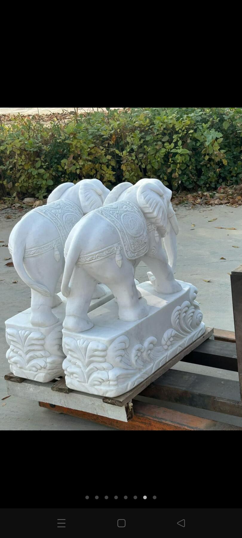 汉白玉石大象一对，尺寸如图，保存特好