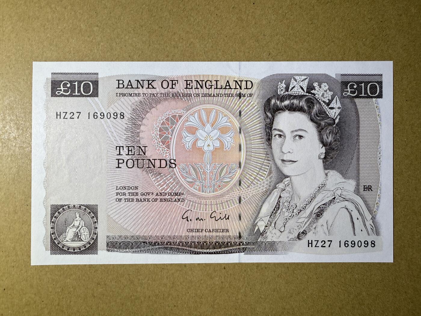 《艾美收藏》第219期-11.9周日外币畅拍场 英格兰10镑 UNC D序列 南丁格尔 边缘轻微荧光 无4尾8