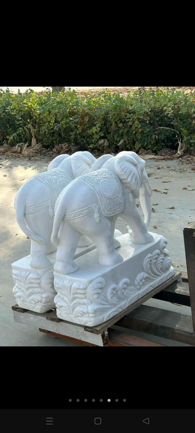 汉白玉石大象一对，尺寸如图，保存特好