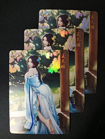 花开卡拍第46期（11月9号周日截拍，品控勿拍!!!拍品不寄存，运费5元，自制卡难免瑕疵，可能存在轻微撞角爆边等出厂瑕疵，品控介意勿拍！） - 燎原卡牌 乱世红颜 王元姬 1套3张 彩闪