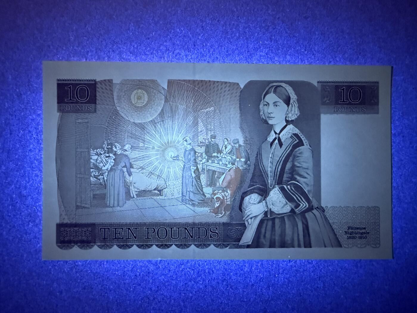 《艾美收藏》第219期-11.9周日外币畅拍场 英格兰10镑 UNC D序列 南丁格尔 边缘轻微荧光 无4尾8