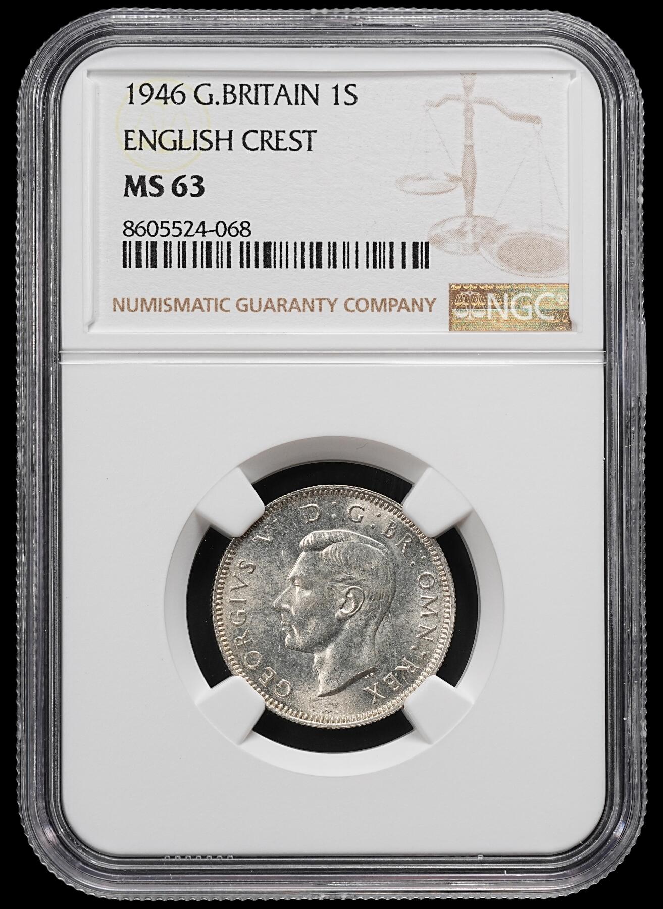 修遠堂世界钱币第九十二期 NGC MS63 1946年英国1先令银币