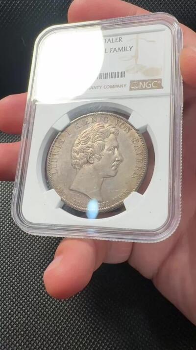 甄臻铺-世界币章拍卖（第38期）立冬小精品场，送拍享返佣金等优惠多多 NGC-MS61分1828年德国巴伐利亚路德维希一世皇家全家福历史泰勒大银币 粉彩包浆 外拍价格已经起飞